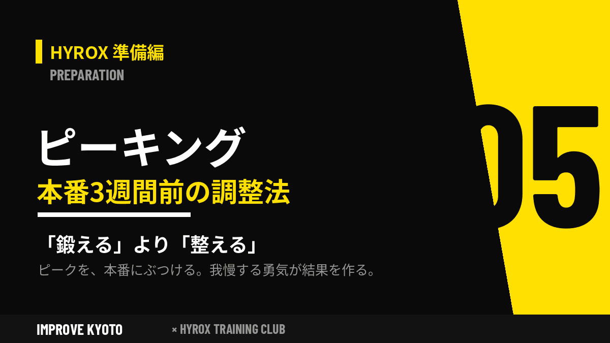 HYROX本番3週間前|ピークを合わせるトレーニングの考え方